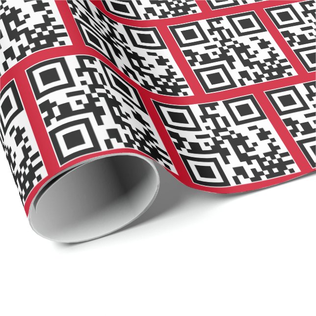 Papel De Regalo Código QR de Felices Fiestas (Esquina del rollo)