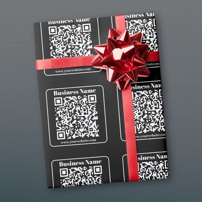 Papel De Regalo Código QR editable Estilo moderno negro y blanco r (Subido por el creador)