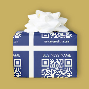 Papel De Regalo Código QR editable (generado al instante) Azul M