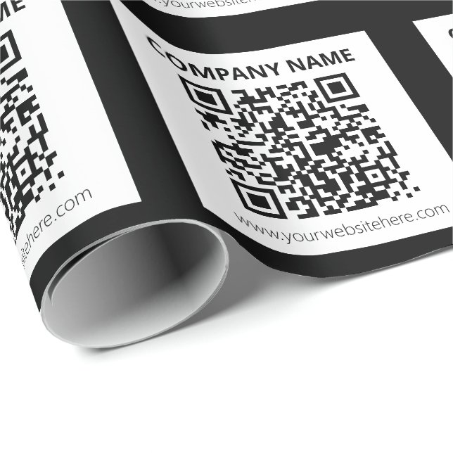 Papel De Regalo Código QR editable y diseño personalizable simple (Esquina del rollo)