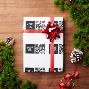 Papel De Regalo Código QR editable y su logotipo comercial o image