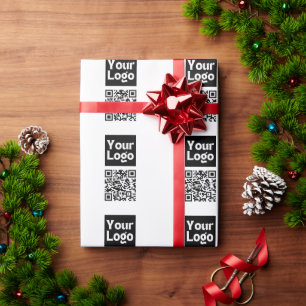 Papel De Regalo Código QR editable y su logotipo comercial o image