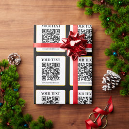 Papel De Regalo Código QR empresarial con texto superior e inferio