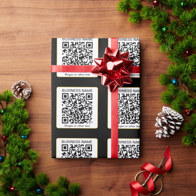 Papel De Regalo Código QR escaneable editable + su nombre comercia (Regalo de vacaciones)