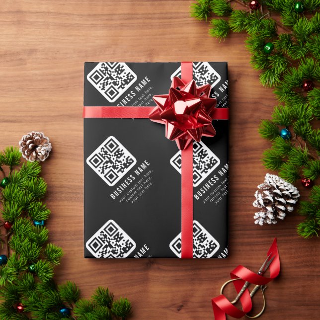 Papel De Regalo Código QR personalizable y diseño de texto editabl (Regalo de vacaciones)
