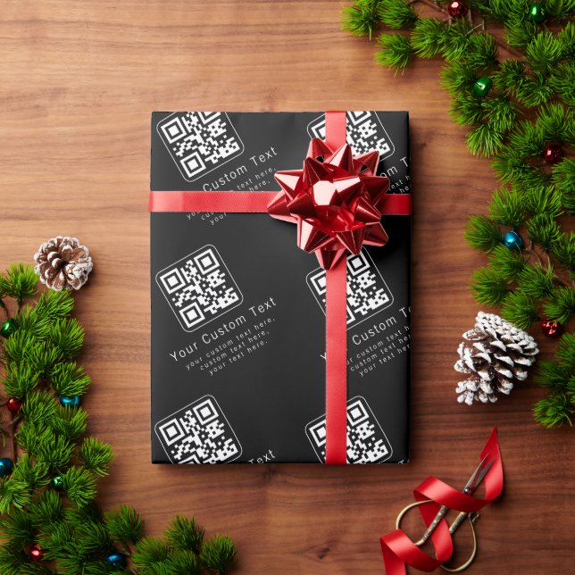 Papel De Regalo Código QR personalizable y plantilla de texto edit (Regalo de vacaciones)