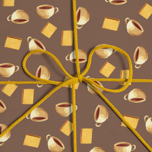Papel De Regalo Coffee Chocolate Biscuits Patrón Taupe Comida marr (Subido por el creador)