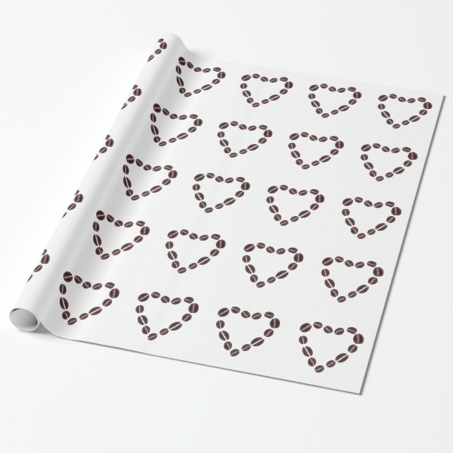 Papel De Regalo Coffee Love Coffee Bean Heart (Desenrollado)