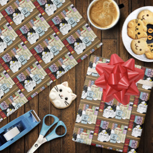 Papel De Regalo Coffee Tuxedo Cat Funny