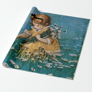 Papel De Regalo Cogiendo margaritas por Jessie Willcox Smith