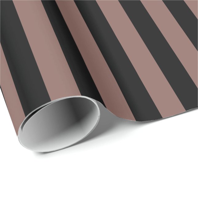 Papel De Regalo Cognac Brown Black Stripe (Esquina del rollo)