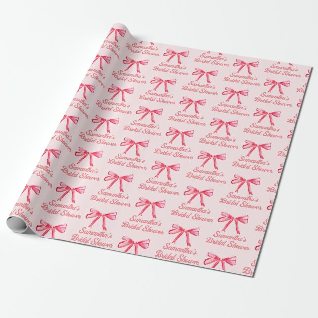 Papel De Regalo Cojín Personalizado Coquette Rosa Lazo Femenino De (Desenrollado)