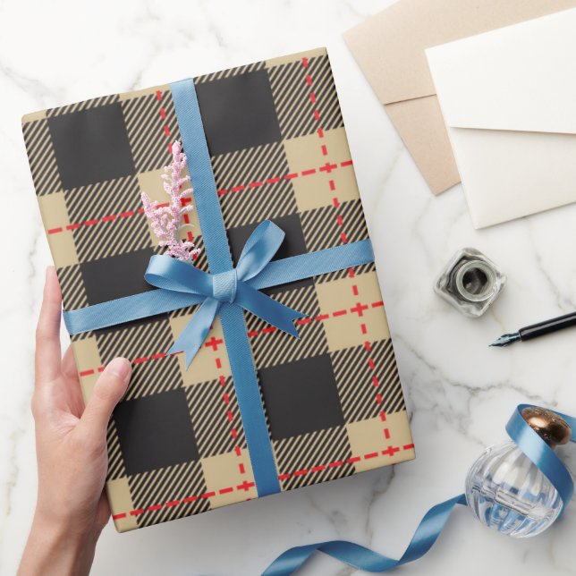 Papel De Regalo Cojinete amarillo y negro a cuadros (Regalar)