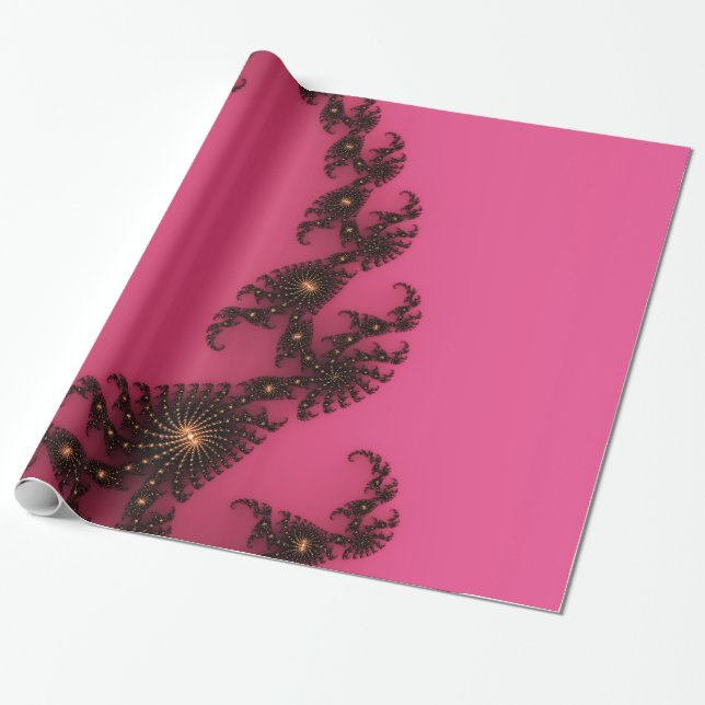 Papel De Regalo Cola del escorpión, arte del fractal - negro (Desenrollado)