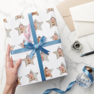 Papel De Regalo Colaje de fotos personalizado de 4 estrellas
