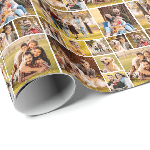 Papel De Regalo Colaje de Fotos Simple 11 Fotos Patrón Único