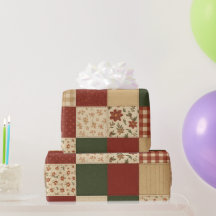 Colcha de parches de rojo verde Manta de patchwork