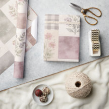 Colcha de patchwork morado pastel de granja modern