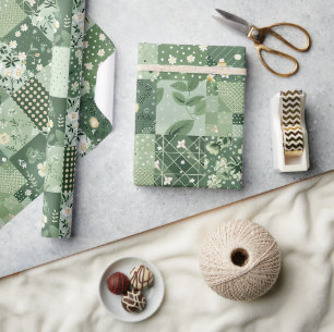 Papel De Regalo Colcha Verde Parche Mosaico Antiguo Geométrico