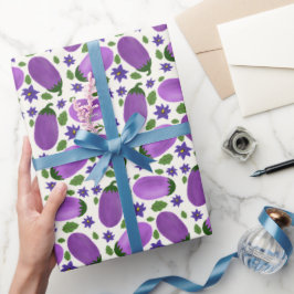 Papel De Regalo Colección Berenjena Blush & Bloom - Resplandor Mar