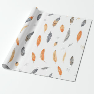 Papel De Regalo Colección Boho de Moda de Lujo Plumas