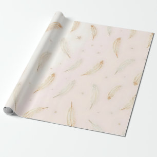 Papel De Regalo Colección Boho de Plumas Modernas de Lujo