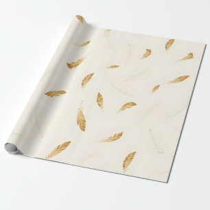 Papel De Regalo Colección Boho Moderna de Lujo Plumas