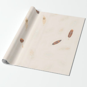 Papel De Regalo Colección Boho Popular de Lujo Plumas