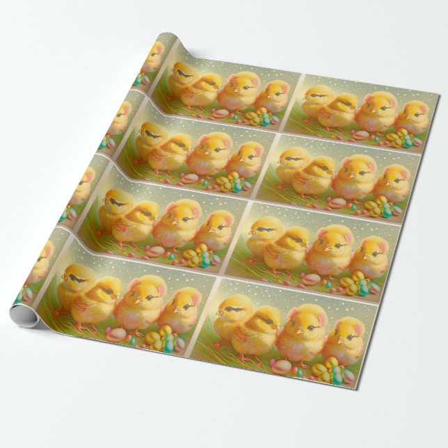 Papel De Regalo Colección Cute 4 de pollo de Pascua (Desenrollado)