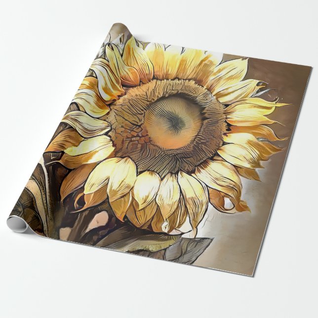 Papel De Regalo Colección De Arte Moderno De Sol En Girasol (Desenrollado)