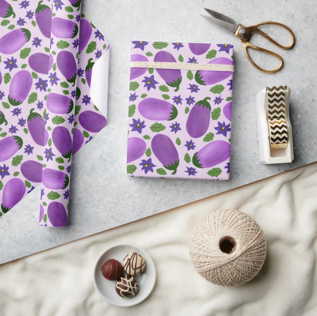 Papel De Regalo Colección de berenjenas Blush & Bloom - Lila suave (Artesanía)