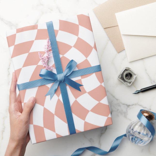 Papel De Regalo Colección de Boda Rose Gold Check Cuadros (Regalar)