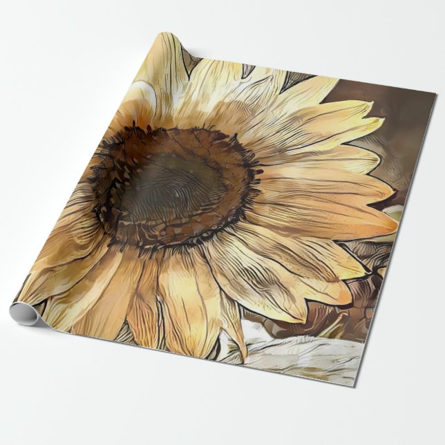 Papel De Regalo Colección de elegancia de girasol acuático (Desenrollado)