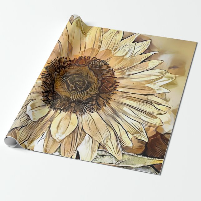 Papel De Regalo Colección de elegancia de girasoles acuarela (Desenrollado)