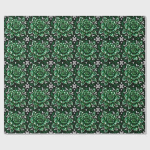 Papel De Regalo Colección de flores de cristal esmeralda real