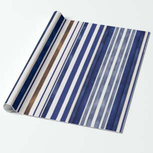 Papel De Regalo Colección de franjas de barco de moda azul de la m