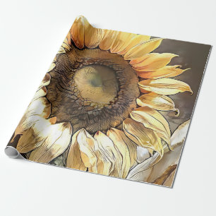 Papel De Regalo Colección de girasoles vintage de arte moderno