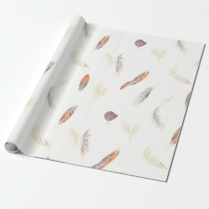 Papel De Regalo Colección de Lujo Boho Plumas de Moda