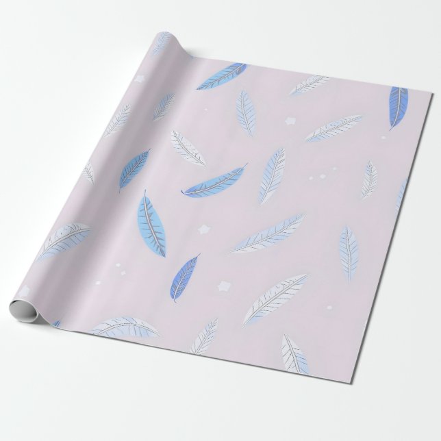 Papel De Regalo Colección de Lujo Plumas Boho de Moda (Desenrollado)