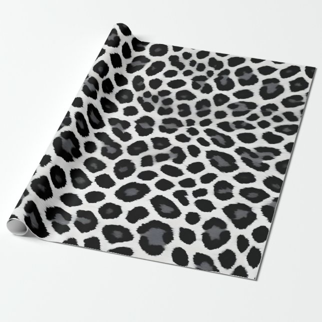 Papel De Regalo Colección de lujo popular de Leopardo Blanco (Desenrollado)