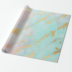 Papel De Regalo Colección de lujo rosa suave menta dorada de moda