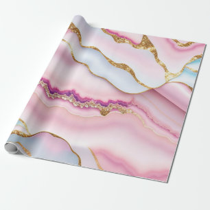 Papel De Regalo Colección de moda de ácaros de mármol rosa azul cl