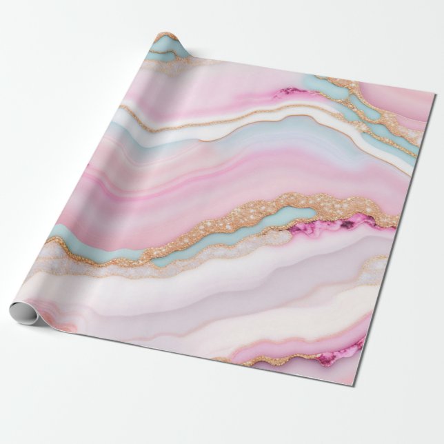 Papel De Regalo Colección de moda de mármol rosa rosa claro (Desenrollado)
