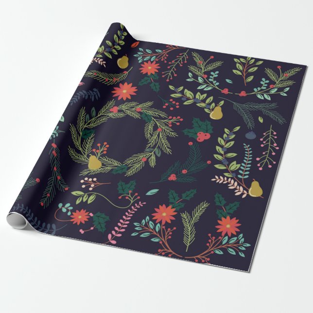 Papel De Regalo Colección de Navidades dibujados a mano de estilo  (Desenrollado)