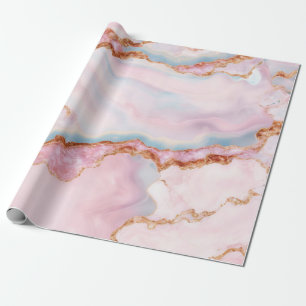 Papel De Regalo Colección de oro rosa azul trendy de Marble Agate