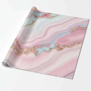 Papel De Regalo Colección de oro rosa rosa rosa azul de Mármol Aga