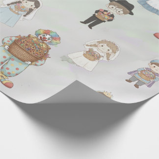 Papel De Regalo Colección de personajes de disfraces de Purim para