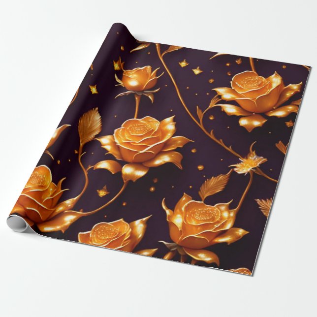 Papel De Regalo Colección de Rosas de Luxury Gold Boho (Desenrollado)