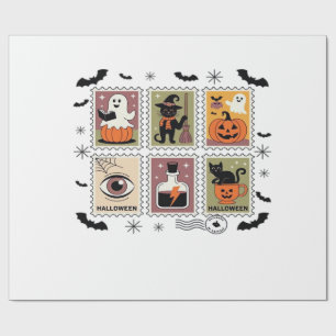 Papel De Regalo Colección de sellos postales de gatos de Halloween