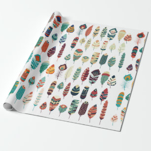 Papel De Regalo Colección de traza de mano étnica de la tribu boho